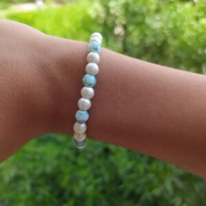 A crystal blue and white bracelet