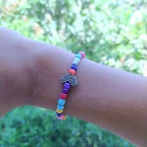A Colourful Bracelet With A Silver Heart