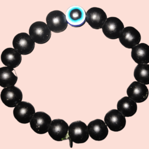 A black Bracelet with a blue eye