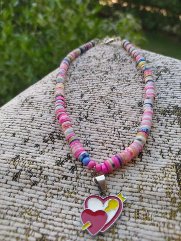 A Colourful Necklace With A Heart